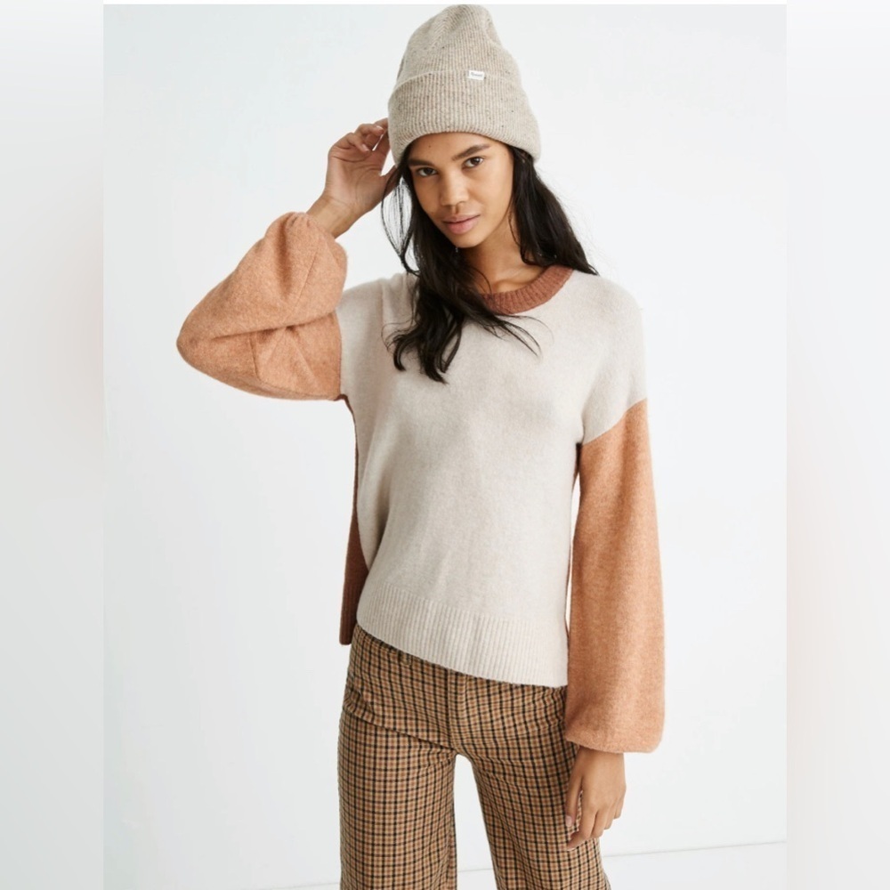 Madewell Colorblock Payton Pullover Sweater in Coziest Yarn Womens size Medium